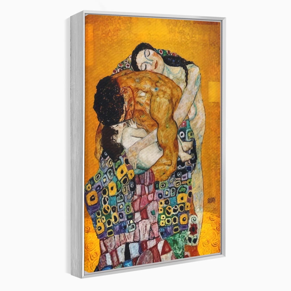 Tablou canvas cu reproducere pictura the family, in rama de aluminiu argintiu